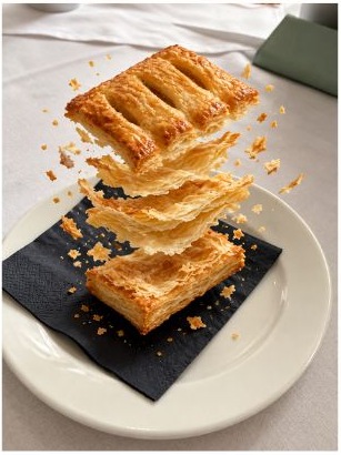 Pastry visually separated into floating layers